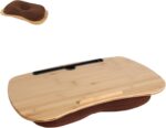 Lap Desk-Portable Laptop Table with Cushion Bamboo Platform Phone Holder L(21.6"x13.8")