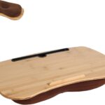 Lap Desk-Portable Laptop Table with Cushion Bamboo Platform Phone Holder L(21.6"x13.8")