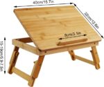 Bamboo Laptop Desk with Folding Legs Tilting Surface Workstation Table Adjustable Laptop Stand Bed Tray for tv Sofa Study Computer Ipad Book (Natural) - Image 2