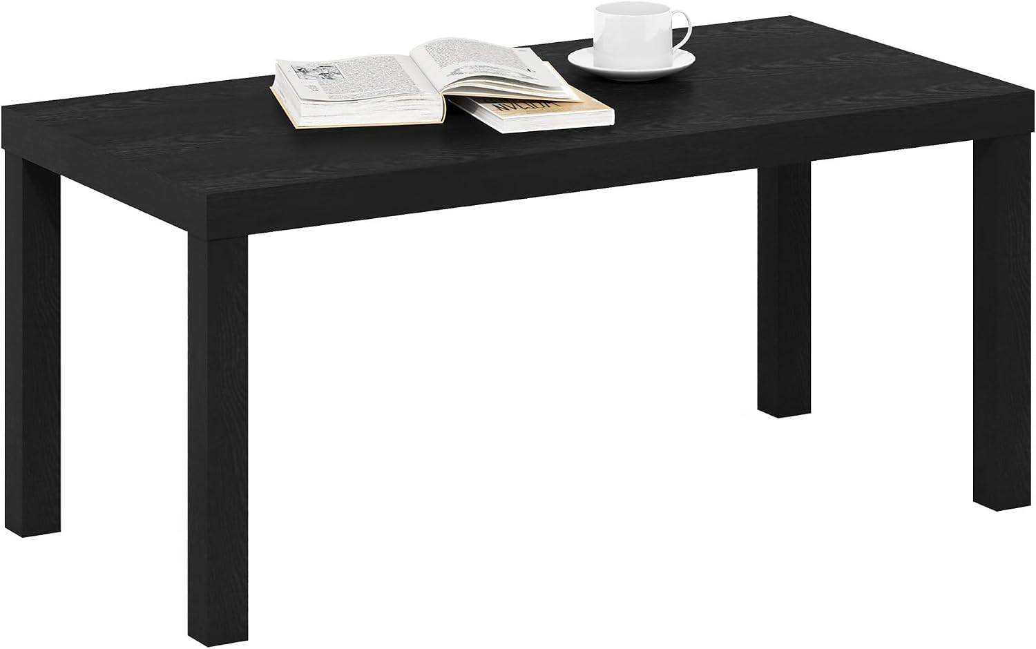 51wShlOAxmL._AC_SL1500_.jpg CLASSIC Coffee Table, Modern Rectangle Coffee Table with 1.8" Triple Thick Tabletop, Side Table, Toolless Assembly, for Living Room, Home Office, Black - Image 1