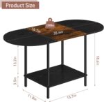 Farmhouse Oval Coffee Table with Storage, 2-Tier Wood Center Table for Living Room, Mid Century Modern Coffee Table Low Cocktail Tea Table for Small Space, Office, Apartment, Brown & Black - Image 2