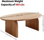 Modern Oval Coffee Table, Small Coffee Tables for Living Room - Oak Wood Top with Solid Legs, Wooden Center Table Easy Assembly for Living Room &Bedroom,Office, Natural - Image 2
