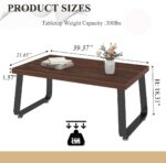 Rustic Walnut Coffee Table, 39” Mid Century Modern Center Table, Rectangle Industrial Living Room Coffee Table, Simple Farmhouse Wood and Metal Tea Coffee Tables for Home Bedroom, Walnut, 39 in - Image 2