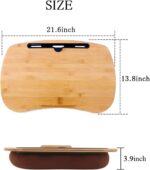 Lap Desk-Portable Laptop Table with Cushion Bamboo Platform Phone Holder L(21.6"x13.8") - Image 2