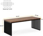 78.74" Extra Long Computer Desk for 2 Person, Double Long Desk with Heavy Duty Metal Frame, Double Workstation Study Table for Home Office (Without Chair) (Brown & Black) - Image 2