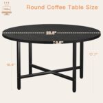 Coffee Table, 23.6" Coffee Tables for Living Room, Round Coffee Table with Metal Frame, Floor Table for Sitting on The Floor, Home, Office, Black - Image 2