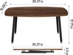 Folding Coffee Table for Small Spaces, No Assembly Farmhouse Portable Living Room Table, Walnut 39.3x19.6x17.7 Inch - Image 2