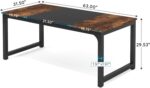 Modern Computer Desk, 63 x 31.5 inch Large Office Desk Computer Table Study Writing Desk Workstation for Home Office, Vintage Black Metal Frame - Image 2