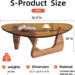Modern Glass Coffee Table, Mid Century Small Coffee Table, Coffee Table for Living Room,Suitable for Bedroom Living Room Reception Office Tables (Walnut/Brown, Small) - Image 2