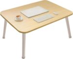 Foldable Laptop Desk for Bed, Bed Laptop Table, Foldable Portable Lap Bed Tray, 23.6 Inch Floor Table for Drawing, Reading and Writing, Oak