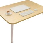 Foldable Laptop Desk for Bed, Bed Laptop Table, Foldable Portable Lap Bed Tray, 23.6 Inch Floor Table for Drawing, Reading and Writing, Oak