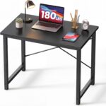 32 Inch Small Computer Desk for Home Office, Gaming Writing Desks for Bedroom Modern Study Work Table Simple Style Workstation with Reinforcement Structure, Black
