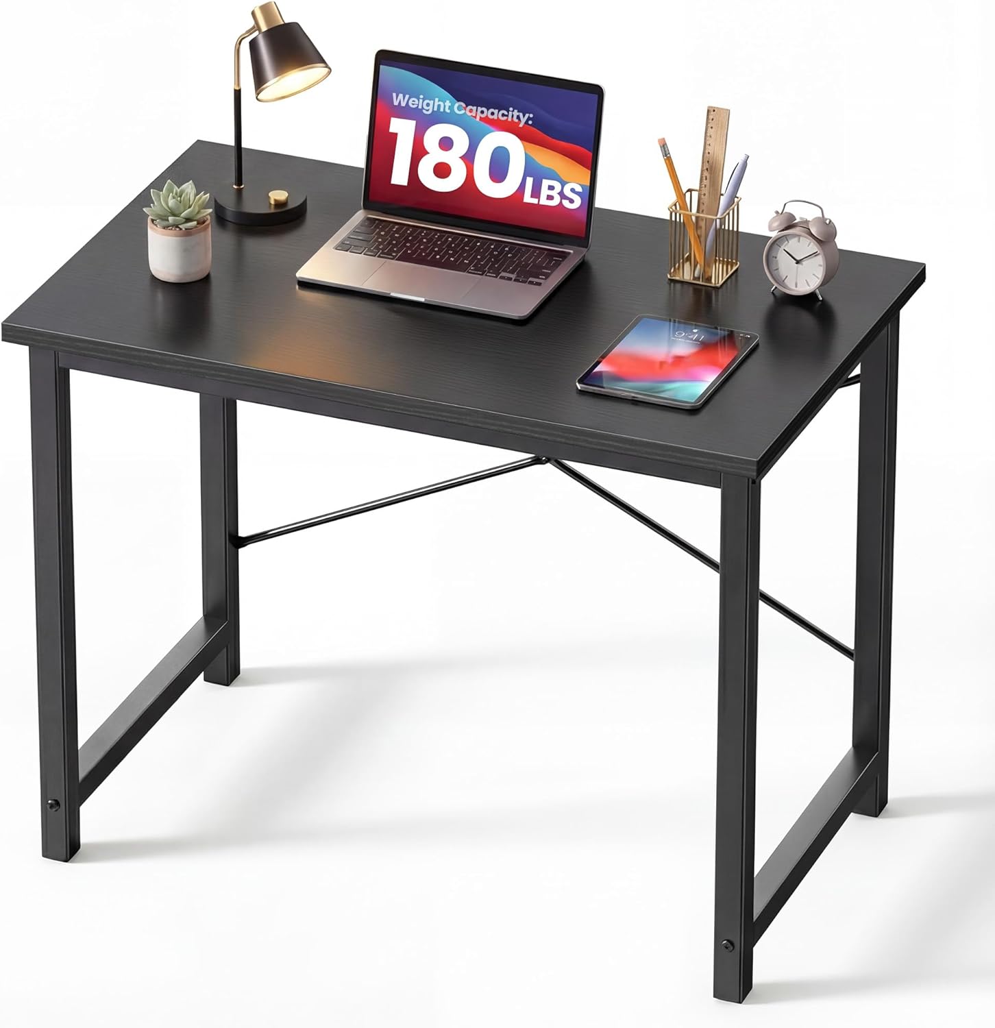 7103YoEHA8L._AC_SL1500_.jpg 32 Inch Small Computer Desk for Home Office, Gaming Writing Desks for Bedroom Modern Study Work Table Simple Style Workstation with Reinforcement Structure, Black - Image 1