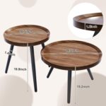 2 PCS Small Round Coffee Table Set, Mid Century Modern Coffee Tables for Living Room, Walnut Nesting Tables for Small Spaces, Easy Assembly Circle Wood Center Table,Black Nesting Coffee Table Set of 2 - Image 2