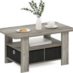 Andrey Coffee Table with Bin Drawer, French Oak Grey/Black