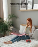 Foldable Lap Desk, Portable Bed Table, Laptop Stand, Lightweight & Mini Table for Breakfast/Picnic/Drawing/Couch/Floor - Pink - Image 2