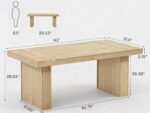 Modern Office Desk, Home Office Table with Wide Fluted Legs, Modern Desk for Home Office, Natural - Image 2