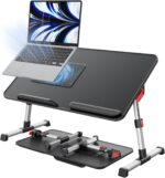 Laptop Desk for Bed with Cooling Fan,  Height & Angle Adjustable Laptop Stand for Bed, Lap Desk Tray Table, Lightweight Foldable Portable Computer Table for Couch Sofa Chair Floor Desk (Black)