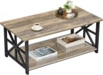 Coffee Table for Living Room with Round Corners Farmhouse Style Center Table with Storage Shelf 39 Inch Space Saving Easy Assembly Gray Wash | for Living Room