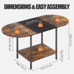 Small Coffee Tables for Living Room,Mid Century Oval Center Table with Storage Shelf and Wood Tabletop,2-Tier Farmhouse Narrow Cocktail Tea Table for Small Space,Apartment,Rustic Brown - Image 2