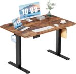 48 Inch Electric Standing Desk Height Adjustable, Sit to Stand Up Computer Workstations Work PC Table Home Office Study Writing Gaming Desks with Memory Presets for Walking Pad, Bedroom, Rustic