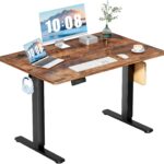 48 Inch Electric Standing Desk Height Adjustable, Sit to Stand Up Computer Workstations Work PC Table Home Office Study Writing Gaming Desks with Memory Presets for Walking Pad, Bedroom, Rustic