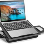 Adjustable Lap Desk Fits Up to 15.6 Inch Laptops- with 6 Adjustable Angles, Detachable Mouse Tray, & Dual Cushions Laptop Stand for Car Laptop Desk, Work Table, Lap Drawing Desk on Sofa or Bed