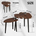 Monstera Leaf Nesting Tables Set of 2, Small Side Tables f Set with Leaf Vein Pattern, Modern Wooden CoffeeTables for Living Room Bedroom Apartment Balcony Yard - Image 2