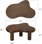 34"(L) Cloud Coffee Table, Modern Wood Coffee Table for Living Room, Accent Center Tables with 3 Legs, Small Tea Tables for Balcony, Patio, Bedroom, Walnut - Image 2