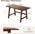 Solid Wood Writing Table - 48" W x 24" D Minimalist Computer Desk for Home Office, Work, Study, Creativity, and PC Workstation, Walnut - Image 2