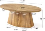Oval Coffee Table, 47-Inch Living Room Table with Polygonal Pedestal, Modern Center Accent Furniture, Child-Friendly, Easy Assembly, Yellowish Brown - Image 2