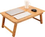 Large Size Laptop Tray Desk  25.6x17.7in Bamboo Floor Desk Low Table Bed Tray Table,Foldable Adjustable Study Writing Gaming Breakfast Serving Floor Table Support 18in Laptop w' 4 Leg Lock