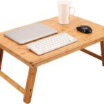 Large Size Laptop Tray Desk  25.6x17.7in Bamboo Floor Desk Low Table Bed Tray Table,Foldable Adjustable Study Writing Gaming Breakfast Serving Floor Table Support 18in Laptop w' 4 Leg Lock