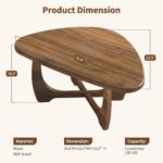 Coffee Table for Living Room - Mid Century Modern Coffee Tables with Triangle Top, Unique Small Round Coffee Table, Wood Oval Tea Table with Solid Legs for Bedroom, 35.8"x 22.5" x 16.2" Walnut - Image 2