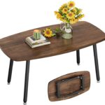 Folding Coffee Table for Small Spaces, No Assembly Farmhouse Portable Living Room Table, Walnut 39.3x19.6x17.7 Inch