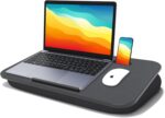 Lap Desk with Cushion, Fits up to 17 inch Laptop, Pillow Designed, Portable Laptop Stand with Tray, Pad & Phone Holder, Home Office for Bed/Couch/Car/Reading/Writing (Black)