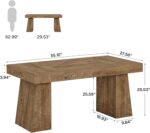55" Executive Desk, Wooden Office Desk with Double Pedestal, Modern Simple Computer Writing Table for Home Office, Light Brown - Image 2