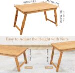 Large Size Laptop Tray Desk  25.6x17.7in Bamboo Floor Desk Low Table Bed Tray Table,Foldable Adjustable Study Writing Gaming Breakfast Serving Floor Table Support 18in Laptop w' 4 Leg Lock - Image 2