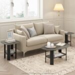 Simple Design Coffee Table, French Oak Grey/Black - Image 2