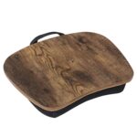 Lap Desk, Bed Tray, Laptop Table with Handle, Cushion, 12.6 x 15.7 x 3.1 Inches, Rustic Brown