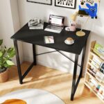 32 Inch Small Computer Desk for Home Office, Gaming Writing Desks for Bedroom Modern Study Work Table Simple Style Workstation with Reinforcement Structure, Black - Image 2