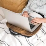 Lap Desk, Bed Tray, Laptop Table with Handle, Cushion, 12.6 x 15.7 x 3.1 Inches, Rustic Brown - Image 2