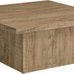 Square Cocktail Living Room Coffee Table Engineered Eco-Friendly Wood Look Laminate Veneer Rustic Farmhouse Mango Brown