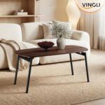 31.5" Folding Coffee Table, Portable Small Coffee Tables for Living Room, Foldable Center Table for Small Spaces, No Assembly Needed, Walnut - Image 2