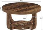 Round Coffee Table, 2-Tier Circle Coffee Table with Storage, Modern Wooden Accent Center Table for Living Room, Thick Tabletop & Base, Dark Brown - Image 2