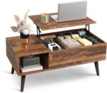 Coffee Table with Storage & Lifting Top for Living Room, 21" Small Lift Top for Small Space Apartment, 31" Wooden Multifunctional Coffee & Dining Center Table for Home Office Work, Rustic Brown