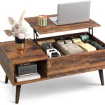 Coffee Table with Storage & Lifting Top for Living Room, 21" Small Lift Top for Small Space Apartment, 31" Wooden Multifunctional Coffee & Dining Center Table for Home Office Work, Rustic Brown