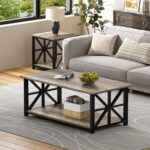 Coffee Table for Living Room with Round Corners Farmhouse Style Center Table with Storage Shelf 39 Inch Space Saving Easy Assembly Gray Wash | for Living Room - Image 2
