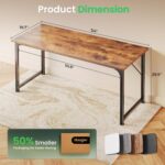 Computer Desk, 55 Inch Home Office Desk, Gaming Writing Work from Home Study Desk, Large Legroom, Sturdy Metal Frame, Modern Simple, Rustic Brown - Image 2