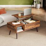 Coffee Table with Storage & Lifting Top for Living Room, 21" Small Lift Top for Small Space Apartment, 31" Wooden Multifunctional Coffee & Dining Center Table for Home Office Work, Rustic Brown - Image 2
